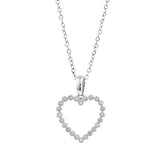 0.10 cttw Diamond Heart Pendant Necklace for Womens in 14k White Gold with 18" Cable Chain (0.10 cttw, I-J Color, I2-I3 Clarity) Diamond Open Heart Pendant Necklace