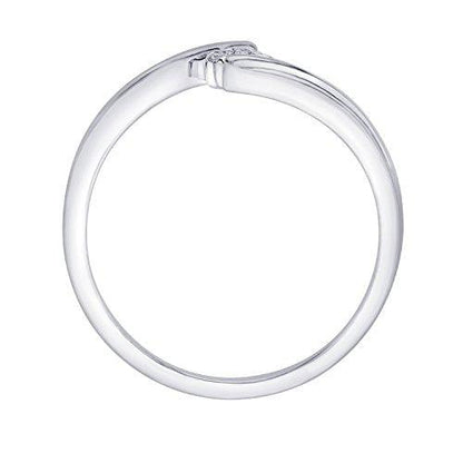 EternalDia IGI Certified Round Diamond Accent Flower Cluster Bypass Engagement Promise Ring 10K White Gold (0.06 Cttw) - EternalDia