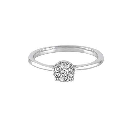 14k White Gold 0.05 Cttw Diamond Cluster Ring (0.05 cttw, I-J Color, I2-I3 Clarity) Diamond Halo Cluster Ring Anniversary Wedding Band Ring