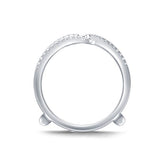 EternalDia 0.38 Ct Round & Baguette Diamond Bypass Knot Chevron Style Enhancer Ring Guard In 10k White Gold (IJ/I2I3) - EternalDia