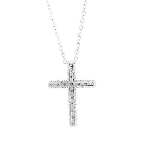 14k White Gold Round Cut 1/4 Cttw Diamond Cross Pendant Necklace (0.25 Cttw, I-J Color, I2-I3 Clarity) 18" Religious Cross Pendant Necklace