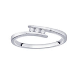 EternalDia IGI Certified Diamond Accent Three Stone Bypass Ring in 10K White Gold (0.08 Cttw) - EternalDia