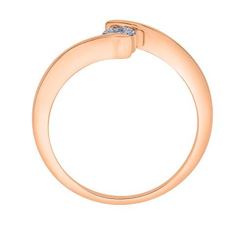 EternalDia IGI Certified Round Diamond Accent Flower Cluster Bypass Engagement Promise Ring 10K Rose Gold (0.08 Cttw) - EternalDia