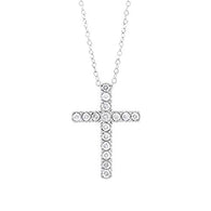 14k White Gold Round Cut 1/4 Cttw Diamond Cross Pendant Necklace (0.25 Cttw, I-J Color, I2-I3 Clarity) 18" Religious Cross Pendant Necklace