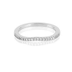 14K White Gold 0.13 Cttw Diamond Curved Ring (0.13 Cttw, I-J Color, I2-I3 Clarity) Curved Band Ring | Wedding Guard Band Ring Stackable Band Contour Guard Ring Half Eternity Ring