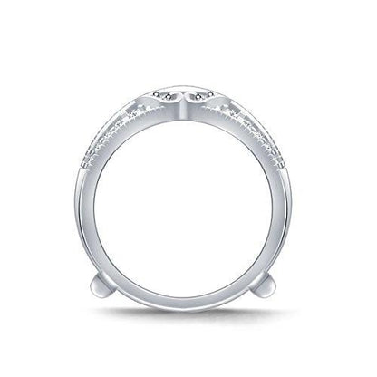 EternalDia 0.25 Cttw Diamond Vintage Desgin Chevron Wedding Ring Guard In 10k White Gold (IJ/I2I3) - EternalDia