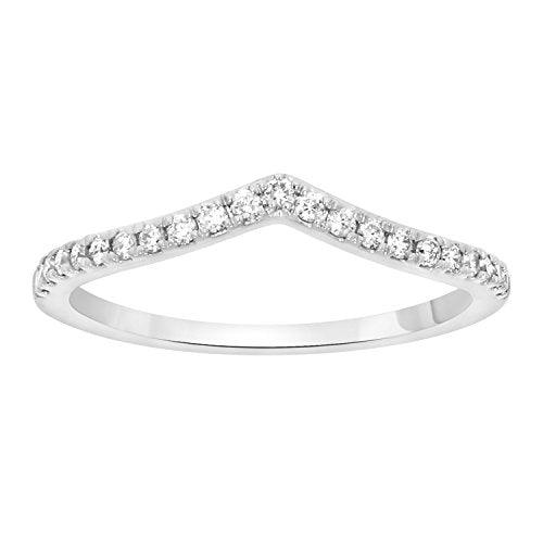 EternalDia Round Cut White Natural Diamond V Shape Half Eternity Band Ring In 10k Solid Gold (0.15 cttw) - EternalDia