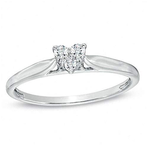 1/10 Cttw Diamond Heart Ring In 10K White Gold (0.10 cttw, I-J Color, I2 Clarity) Diamond Heart Promise Ring