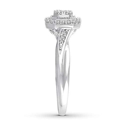 0.25 Cttw Round Diamond Hexagon Halo Engagement Ring In 10K Solid White Gold for Women (I/I3)