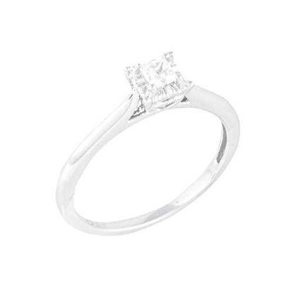 1/5 Carat Princess Cut Diamond Solitaire Ring 10K Solid Gold (0.2 Cttw, I-J Color, I2-I3 Clarity) Engagement Wedding Solitaire Ring