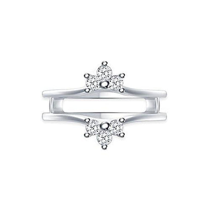 EternalDia 0.33 Cttw Diamond Chevron Style Three Stone Enhancer Ring Guard In 10k White Gold (IJ/I2I3) - EternalDia
