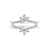 EternalDia 0.33 Cttw Diamond Chevron Style Three Stone Enhancer Ring Guard In 10k White Gold (IJ/I2I3) - EternalDia