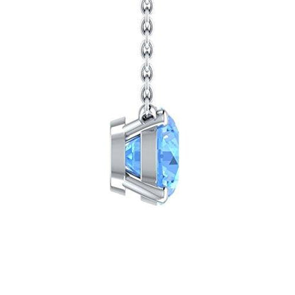EternalDia 2 Ct Round Cut Blue Topaz Solitaire Pendant Necklace Solid 14K White Gold Over Sterling Silver - EternalDia