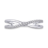 1/10 Cttw Trendy Crisscross Diamond Accented"X" Crossover Ring in 14K White Gold (HI/12)