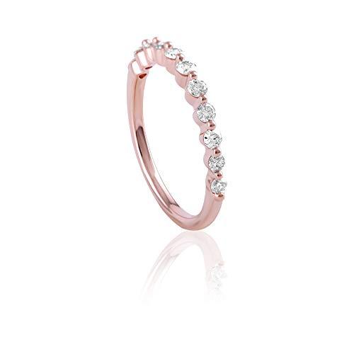 14k Rose Gold 0.40 Cttw Diamond Half Eternity Ring (0.40 Cttw, I-J Color, I2-I3 Clarity) Wedding Band Stackable Ring