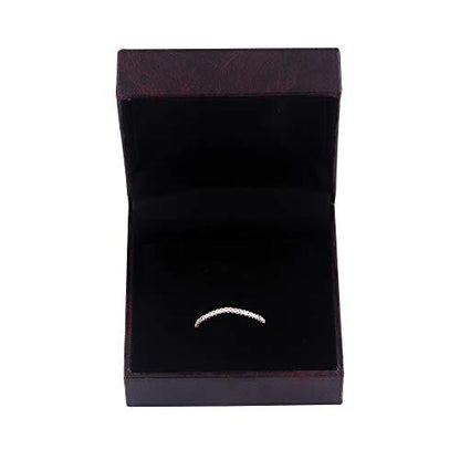 14K Rose Gold 0.13 Cttw Diamond Curved Ring (0.13 Cttw, I-J Color, I2-I3 Clarity) Curved Band Ring | Wedding Guard Band Ring Stackable Band Contour Guard Ring Half Eternity Ring