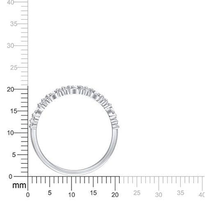 10K White Gold Baguette & Round 1/5 Cttw Diamond Half Eternity Ring for Women (0.20 Cttw, H-I Color, I2 Clarity) Diamond Stackable Ring Wedding Band Ring | Eternity Band Ring