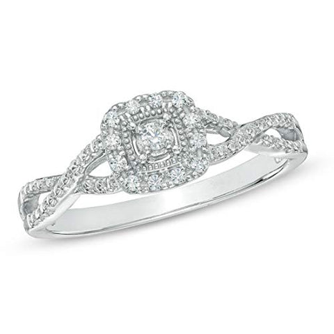 10K White Gold 1/10 Cttw Diamond Twist Ring (0.10 cttw, I-J Color, I2-I3 Clarity) Diamond Promise Ring | Split Shank Ring | Split Shank Engagement Ring