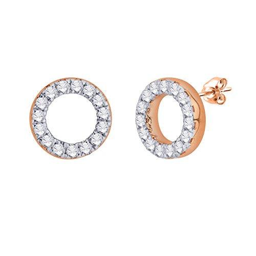 EternalDia IGI Certified Open Circle Round Natural Diamond Stud Earrings in 10Kt Rose Gold (0.1 Cttw) - EternalDia