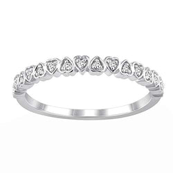 14K White Gold Eternity Heart Ring 0.06 Cttw Diamond Half Eternity Band Ring for Women (0.06 Cttw, I Color, I2 Clarity) Diamond Stackable Ring Wedding Band Ring | Eternity Band Ring