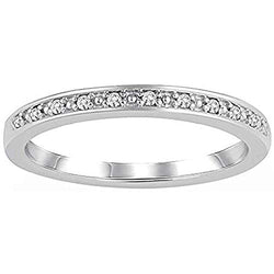 1/20 Carat Diamond Half Eternity Ring 10K White Gold (0.05 Cttw, I Color, I3 Clarity) Diamond Stackable Half Eternity Ring