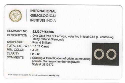 EternalDia IGI Certified Open Circle Round Natural Diamond Stud Earrings in 10Kt Rose Gold (0.1 Cttw) - EternalDia