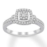 0.33 Cttw Round Diamond Wedding Halo Ring In 10k White Gold (I/I3)