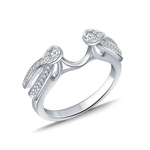 EternalDia 1/3 Cttw Solitaire Guard Ring Wrap Enhancer Wedding Band in 10Kt White Gold (IJ/I2-I3) - EternalDia