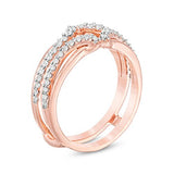 3/8 Cttw Diamond Anniversary Wedding Band Guard Wrap Enhancer Solitaire Ring In 10K Rose Gold (IJ/12)