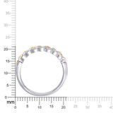Genuine 0.08 cttw Yellow Diamond Half Eternity Ring In 14k Gold Over Sterling Silver (0.08 Cttw, I-J Color, I2-I3 Clarity) Wedding Band Ring Yellow Diamond Stackable Ring