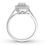 0.25 Cttw Round Diamond Hexagon Halo Engagement Ring In 10K Solid White Gold for Women (I/I3)