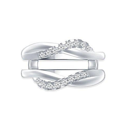 EternalDia 0.38 ct Diamond Cross Over Contour Enhancer Wedding Ring Guard in 10k White Gold (IJ/I2I3) - EternalDia
