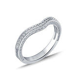 EternalDia 1/10 ct Diamond Half Eternity Enhancer Curved Wedding Band Ring Guard in 10k White Gold (IJ/I2I3) - EternalDia