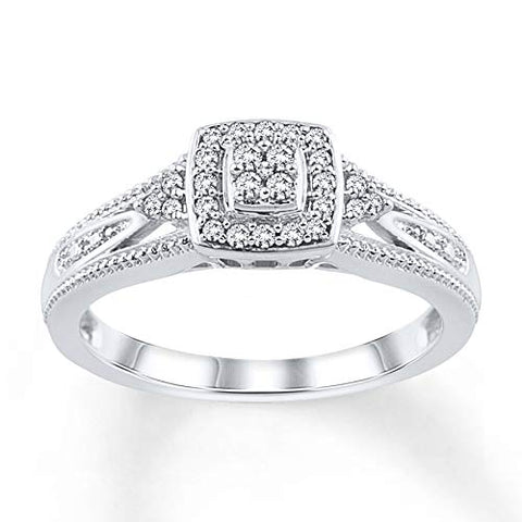 0.16 Cttw Round Diamond Wedding Knot Halo Ring In 10k White Gold (I/I3)