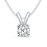 EternalDia 1/4 ct Round Diamond Pendant Necklace 14k White Gold (0.25cttw, IJ,I2-I3) 18" - EternalDia