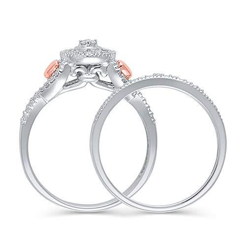 0.20 CT. T.W. Composite Diamond Halo Frame Twist Bridal Set in 10K Two-Tone Gold (I-J/I2I3)