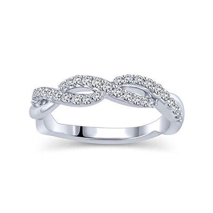 1/4 Cttw Diamond Swirl Band Ring 14K White Gold | Diamond Ladies Swirl Anniversary Wedding Band Stackable Ring | Diamond Twisted Ring (0.25 Cttw, H-I Color / I2 Clarity)