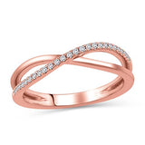 1/10 Cttw Trendy Crisscross Diamond Accented"X" Crossover Ring in 14K Rose Gold (HI/12)
