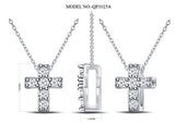 EternalDia 925 Silver Dainty Cross Diamond Pendant Necklace (0.10cttw, IJ, I2-I3) 18" - EternalDia