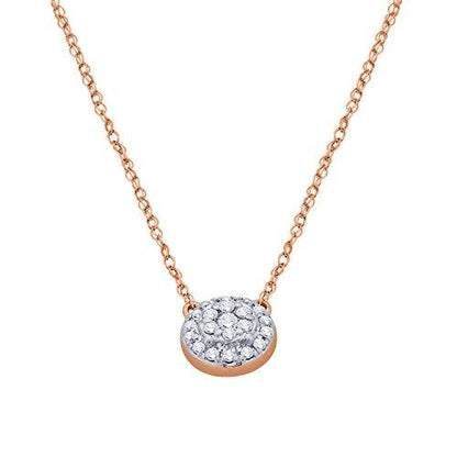 EternalDia IGI Certified 10k Rose Gold Round Natural Diamond Halo Frame Fashion Pendant Necklace (0.1 Cttw) - EternalDia