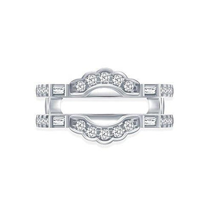 EternalDia 0.50 Cttw Diamond Double Row Cathedral Style Enhancer Ring Guard In 10k White Gold (IJ/I2I3) - EternalDia