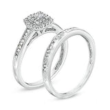 1/2 Cttw Princess-Cut White Natural Diamond Double Frame Bridal Set in 10K Solid White Gold