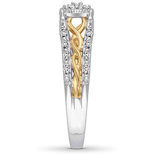 1/5 Carat Round Diamond Cluster Twisted Ring In 10K Two Tone Gold(0.20 Cttw, Color I, Clarity I3) Cluster Ring