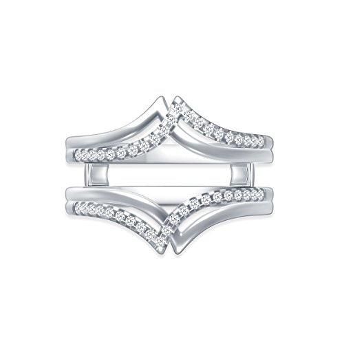 EternalDia 0.25 cttw V-Shape Diamond Contour Shape Enhancer Ring Guard In 10k White Gold (IJ/I2I3) - EternalDia