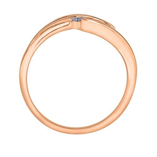 EternalDia IGI Certified Diamond Accent Three Flower Bypass Ring in 10K Rose Gold (0.08 Cttw) - EternalDia