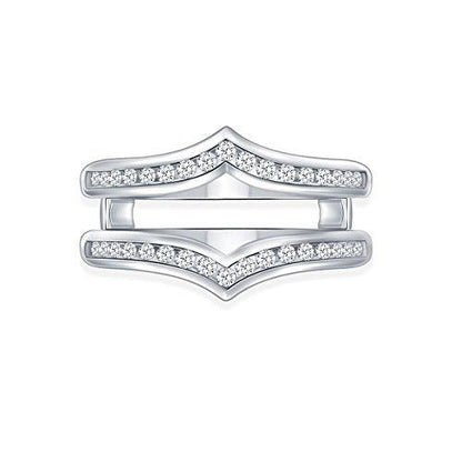EternalDia 0.38 Cttw Chevron Diamond Guard Ring Solitaire Enhancer In 10k White Gold (IJ/I2-I3) - EternalDia