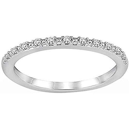 10K White Gold 1/20 Cttw Diamond Half Eternity Ring For Women (0.05 Cttw, I Color, I3 Clarity) Diamond Stackable Ring Wedding Band Ring