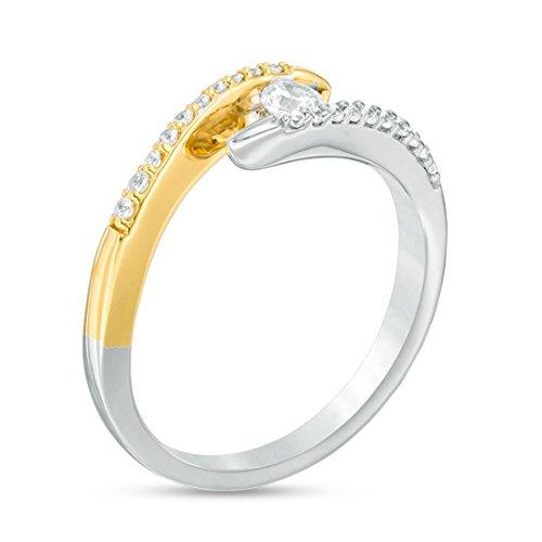 1/3 Cttw Round Diamond Twist Bypass Engagement Open Ring in 10K Two-Tone Gold (IJ/13)