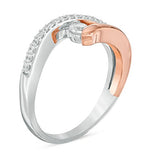 1/3 Cttw Round Diamond Open Asymmetrical Bypass Ring in 10K Two-Tone Gold (IJ/13)