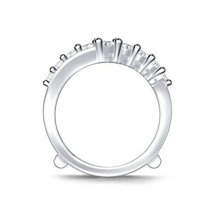 EternalDia 0.5 Cttw Diamond Chevron Style Wedding Band Enhancer Guard Ring In 10Kt White Gold (IJ/I2-13) - EternalDia